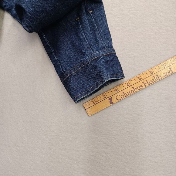 Small Size 14 Jean Jacket Lace Trim Button Up I.E Relaxed Dark Denim - Picture 8 of 10